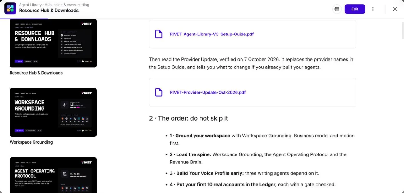 Resource Hub lesson page in the RIVET Labs space
